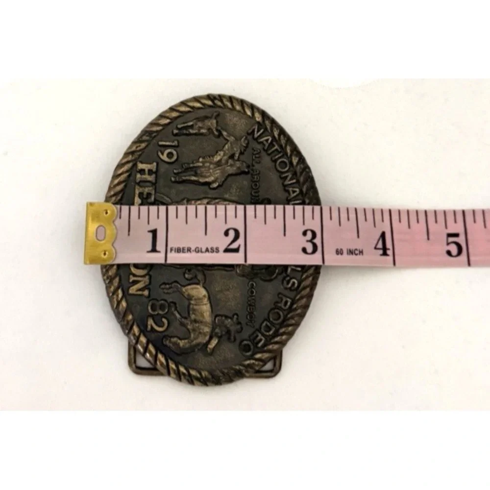 1982 Hesston National Finals Rodeo NFR Belt Buckle 8th Edition Cowboy Brass